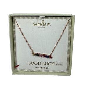 NWT- Isabella  M - Sterling Silver rainbow bar pendant Necklace GOOD LUCK